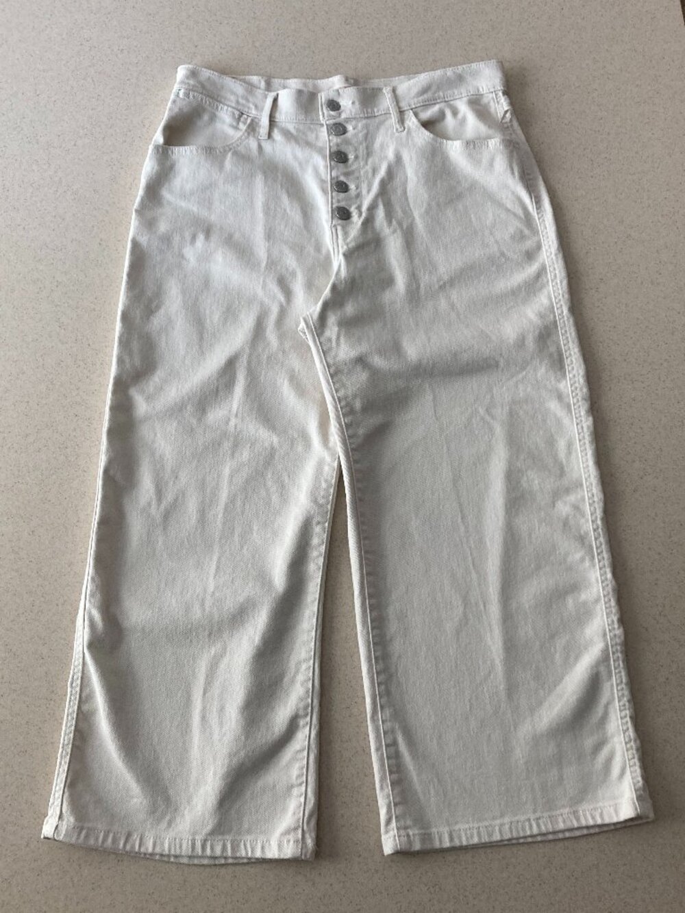 NWOT Levi's Mile High Cropped Wide Leg Jeans Women Size W32 L25 Button Fly White